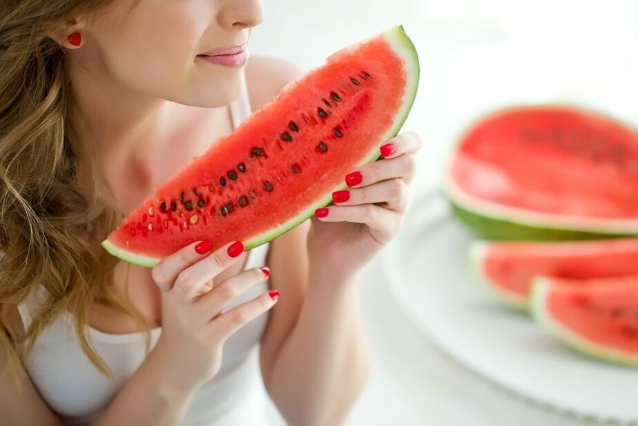 Girl on watermelon diet